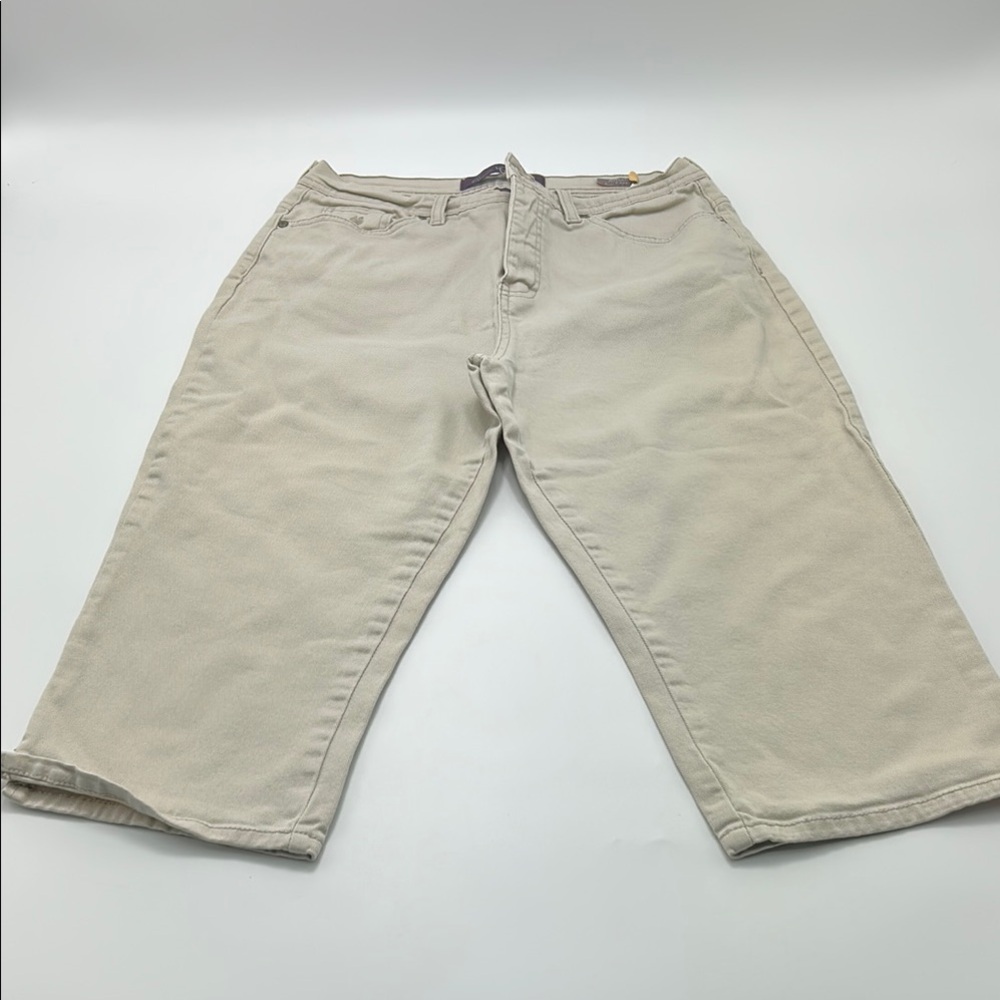 4/$20 Gloria Vanderbilt Amanda Capri 10 Light Tan Zip Up Comfy Casual Cotton